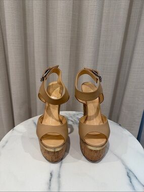 Giuseppe Zanotti Tan Leather Platform Cork Sandals